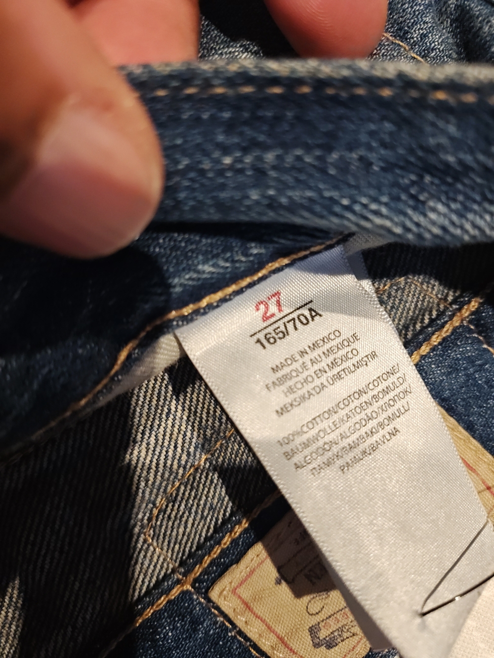 Polo by Ralph Lauren Slim Straight Distressed Blue Jeans with Plaid Patches - Picture 2 of 16